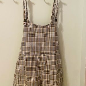 Cotton on slouchy plaid overalls